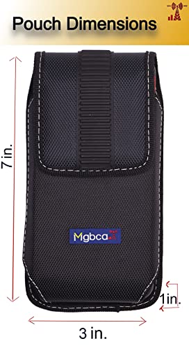 Mgbca Nylon Cell Phone Holster Pouch For Samsung Galaxy Z Fold 4/3 / 2 / S21+ Plus Rugged W/Fixed Belt Loop Clip Holder, Magnetic Closure, Fits With Slim-Fit Case On Mobile Phone (Black-Vertical) #TOP2
