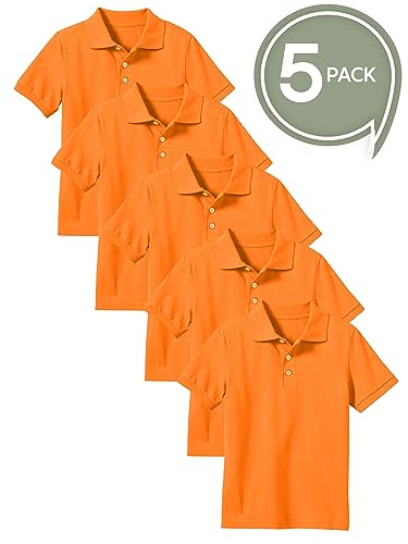 Image of Galaxy by Harvic Polo Shirt for Boys - 5 Pack School Uniform for Boys, Tagless Cotton Blend - Soft Comfortable Everyday Wear
