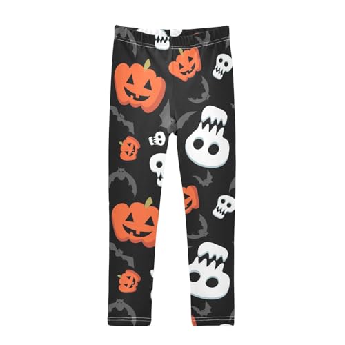 Funny Skull Bat Girls Leggings,Workout Leggings for Girls Toddler Athletic Legging Size for 3-10T