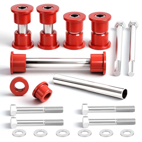 Club Car Precedent Front Bushing Kit with Screws, Golf Cart Front Lower Leaf Spring & Upper A-Arm Polyurethane Bushings and Seamless Sleeves for 2004-Up Club Car Precedent, 2017-Up Tempo & Onward