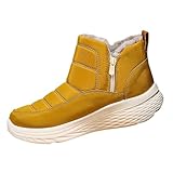 Botines Mujer Invierno Nieve Forro Polar Algodón Calientes Botas Cortas Antideslizante Para Senderismo Al Aire Libre Zapatos Casual Otoño-Invierno 2025, amarillo, 41 EU