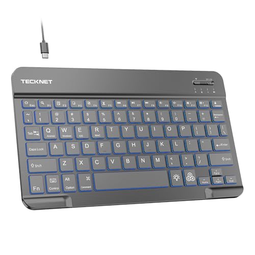 Teclado Bluetooth alemán TECKNET retroiluminado y portátil para tableta