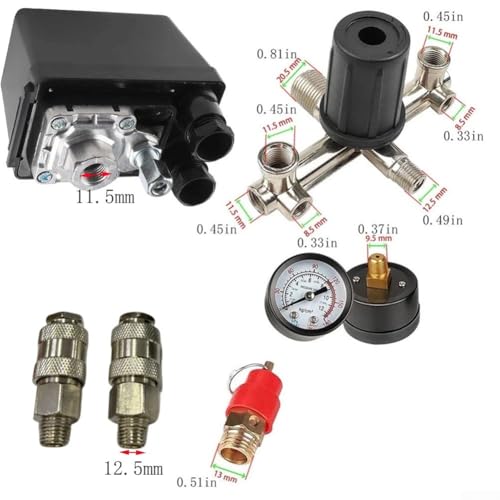 Interruptor de presión regulable de 95-125 PSI con conector europeo 5