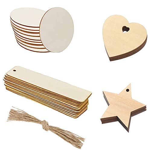 40 Pcs Etiqueta Colgante Madera De Madera Para Manualidades Etiquetas De Rodajas De Madera De Regalo Marcador Rectangular En Blanco Para DecoracióN De Fiestas, Bodas, Pintura, Navidad Y Fiestas Cover