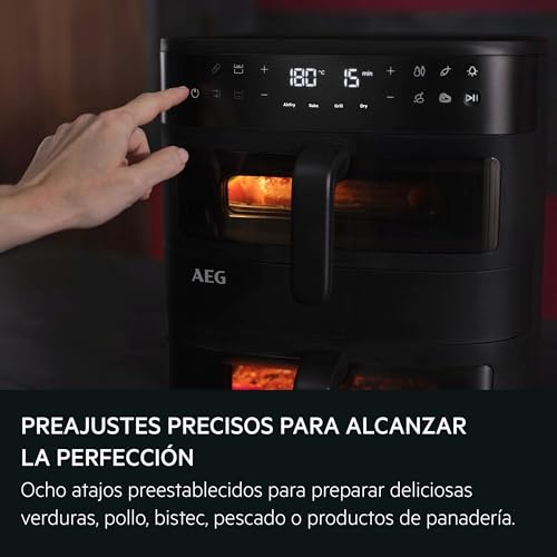 Friteuse à air chaud AEG pour repas de famille avec double panier de cuisson synchrone