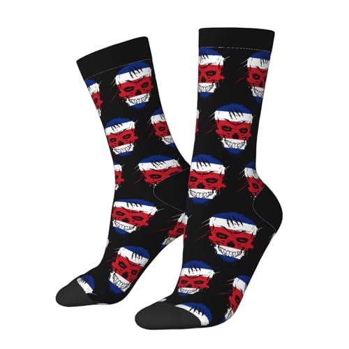 Creative Costa Rica Patriot Skull National Flag Socks For Men Women Casual Crew Socks Athletic Running Socks Wicking Socks