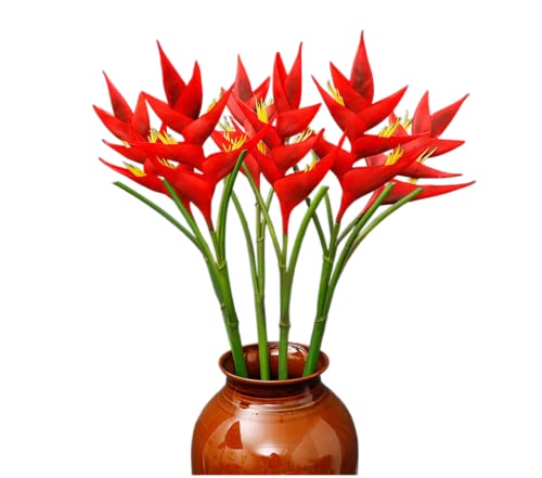 Haoshics Large Bird Of Paradise Heliconia Stem Artificial Flowers,1 Stem 7 Petals Fake Flowers Permanent Flower,Greenery Plants Indoor Outside Garland Home Garden Office Wedding Decor (Red) #TOP2
