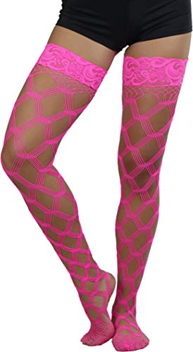 Image of ToBeInStyle Women's Multi-Strand Large Diamond Fence Net Thigh High Stockings