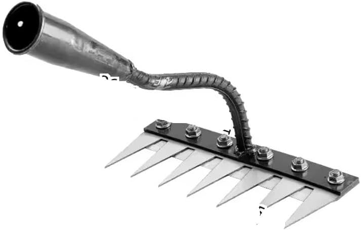 5/6/7/8 Teeth Iron Gardening Hoe Weeding Rake Farm Tool Grasping Raking Loosening Soil Nail Rake Tool Artifact Harrow Farm Tool(6 Teeth)