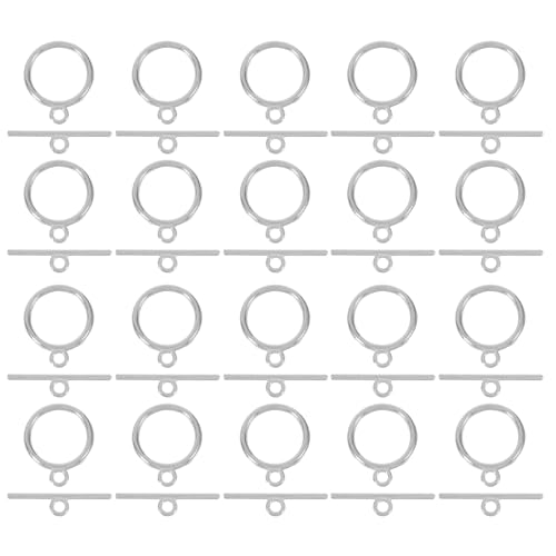 El Mejor Listado de Cierres para bisutería al mejor precio. 46 CALLARON Juego De 20 Cierres De Palanca De Aleación Para Joyería Conectores Redondos En T Para Collares Y Pulseras Broches Rápidos Para Diy Plata 0.70X0.55X0.05In