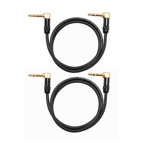 Audio2000's C25 1/4 Inch TRS Right Angle Cable (3 Feet 2 Pack)