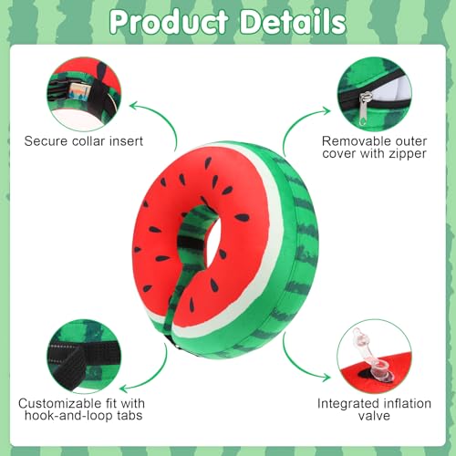 Image of BEAUTYZOO Inflatable Dog Cone Collar to Stop Licking for Large Medium Small Dogs,Soft Dog Cone Alternative After Surgery,Comfortable Pet Recovery Collar&Cone Elizabethan Dog Neck Donut,Watermelon XL