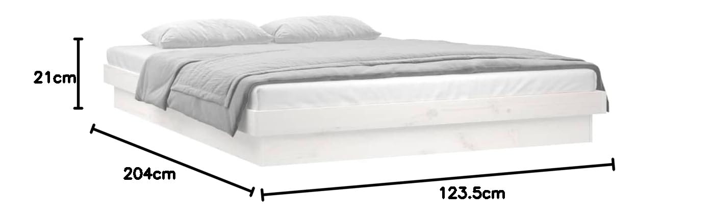 vidaXL Struttura letto in legno massello di pino bianco LED con telecomando per colori chiari regolabili – Dimensioni 120 x 200 cm arredamento moderno camera da letto