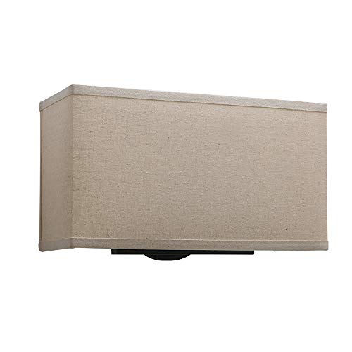 Yosoan Wall Sconce Indoor Night Light Fixture, Vintage Industrial Wall Lamp Square Textile Lamp Shade For Bedroom Living Room Corridor Study(Linen) #TOP4