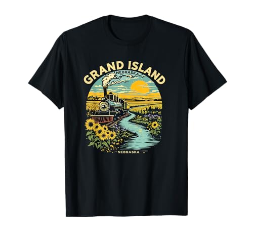 Vintage Grand Island Nebraska Sunset Nature Cityscape T-Shirt