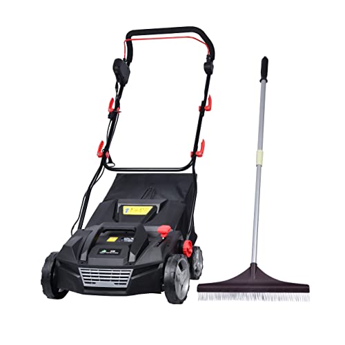 Artificial Grass Maintenance Lawn Brush Sweeper 1800w with 10m Cable, & Artificial Grass Rake - Astro Turf Rake with Telescopic Handle Twin Pack, Black & Red, One Size (220186)