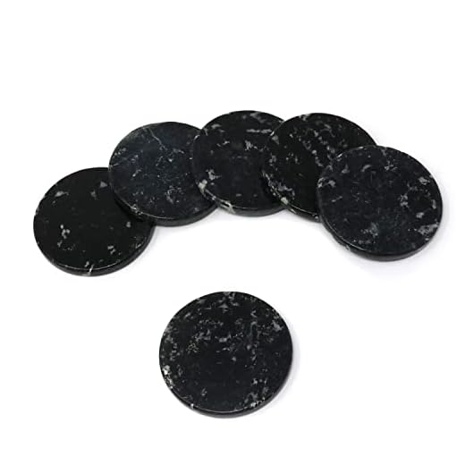 Honbay 6PCS Round Jade Stone Fake Eye Lash Bases Stands Holders for Eyelash Extension (Black)