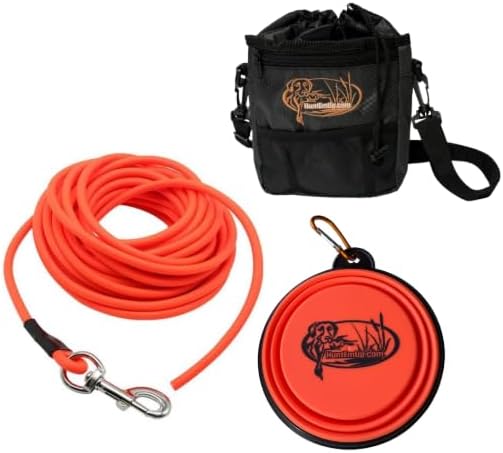 Training Essentials Kit - Ultimate Training Treat Pouch with Collapsable Bowl and 30' Ruff-Cord Check-Cord
