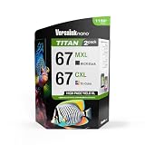 VersaInk-Nano 67 MXL Titan-Magnetic Black & Color 2-Pack - Replaces 67 and 67 XL, Works with DESKJET 2723,2734,2755,2855,4133,4155,4255, Envy 6055,6075,6455,6475