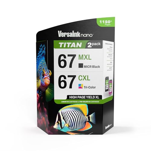 Image of VersaInk-Nano 67 MXL Titan-Magnetic Black & Color 2-Pack - Replaces 67 and 67 XL, Works with DESKJET 2723,2734,2755,2855,4133,4155,4255, Envy 6055,6075,6455,6475