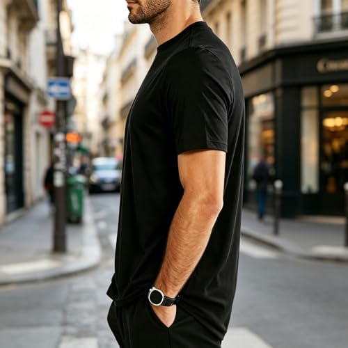 H.Z LEADER Men's 100% Cotton Performance T-Shirt 2-Pack β Moisture Wicking, Athletic Fit, Short Sleeve Gym & Training Tee (US, Alpha, Large, Regular, Regular, 2, Black) - 2