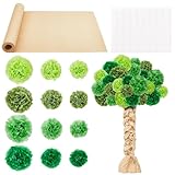 AHANDMAKER Bastelset Für Eine Pinnwand Im Klassenzimmer: 3D Baum Aus Pappe 1 Rollen Kraftpapier Mit 28 Papierpompons 3D Wanddekoration Für Partys