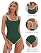 BMJL Women's Tummy Control Swimsuits Ribbed One Piece Bathing Suit Slimming High Cut Monokini Swimwear(M,Blackish Green)