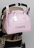 Medidas:39 x 31 x 20 cm danielstore- Bolso Carro Bebe Personalizado Acolchado con Nombre Bordado. Color Rosa