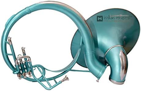 Indian Musical Instrument 22" Handmade Sousaphone Brass Made BB Big Bell Tuba With MouthPiece and Carry Bag (TURQUOISE SILVER)