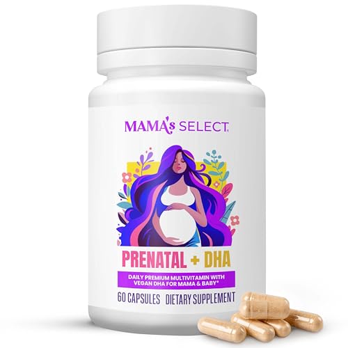 Mama's Select Prenatal Vitamins with Vegan DHA – Fish-Free, No Fish Burps, Allergen-Free, MTHFR