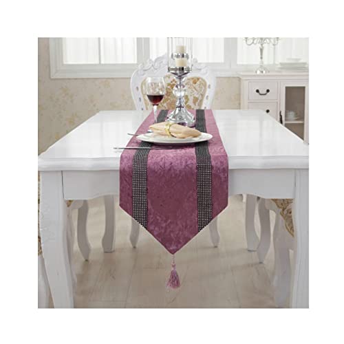 Chemin de table en flanelle violette 33x210 cm style chic et rétro