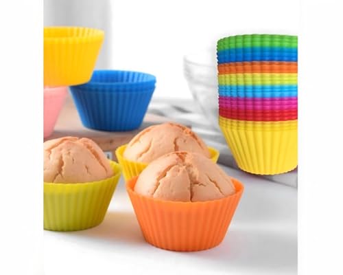 Forminhas de Silicone para Cupcake, Coloridas, Reutilizáveis, Antiaderentes, Kit com 12 Unidades