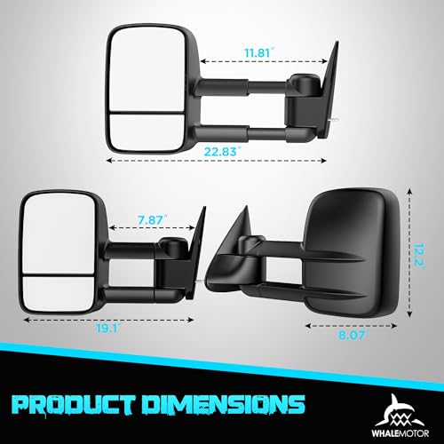 Image of Tow Mirrors Compatible with 1988-1998 Chevy GMC C /K 1500 2500 3500, Manual Folding Extended Trailer Towing Side Mirrors