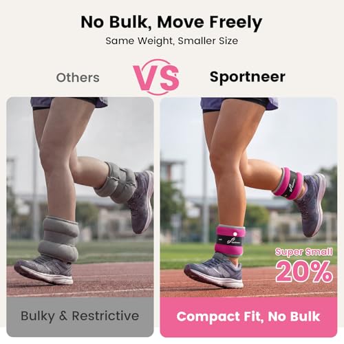 Image of Sportneer Ankle Weights Wrist Weights Pair of 1 /2 /4 /6 /10 LBS for Men Women Kids Strength Training Wrist and Ankle Weights Set with Reflective Strips for Dancing Running Walking Fitness Workout Gym