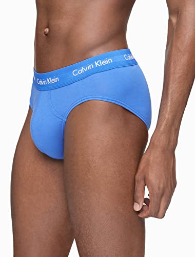 Calvin Klein Men's Cotton Stretch 5-Pack Hip Brief, 3 Blue Shadow, 2 Cobalt, Xl #TOP3