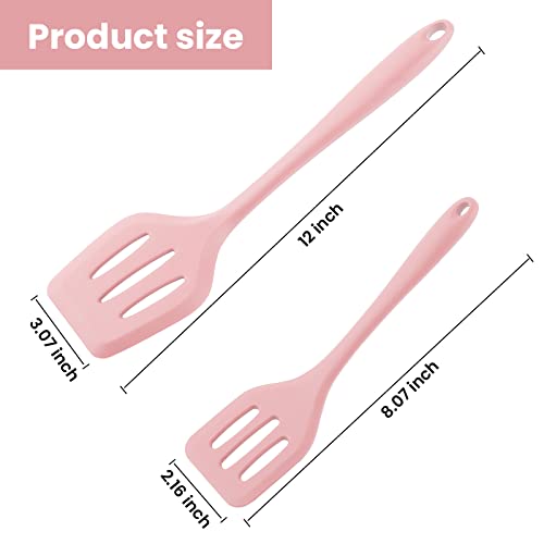 Silicone Slotted Spatula, Silicone Turner, Slotted Spatula For Cooking, Spatulas For Nonstick Cookware, Spatulas Silicone Heat Resistant, Rubber Spatula For Fish, Eggs (Pink) #TOP1