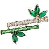 WRITWAA Alfiler de Bambú Vintage para Mujer, Alfiler de Solapa Elegante y Resistente de Aleación con Rhinestone, Accesorio Creativo para Ropa en San Valentín