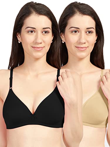 Image of SONARI Omania Womens Non-Padded Cotton Polyester Bras - Solid, Non-Wired, Medium Coverage, Hand Washable (Pack of 2)