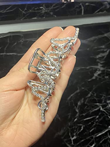 Dark Horse Beauty 2 Piece Large Metal Hair Claw, Ideal For Medium To Thick Hair, Rhinestone Hair Claw, Silver & Gold Combo Hair Clip, Gold,Silver #TOP5