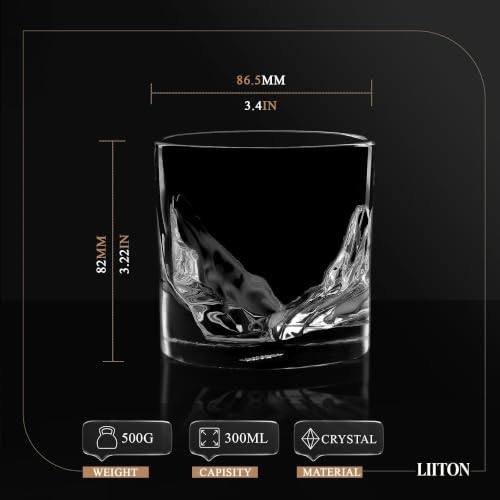 Image of LIITON Grand Canyon Whiskey Glasses, Set of 4, 10oz, Bourbon Glass | Thick Freezable Crystal Rock Glasses, Old fashioned Whiskey Gifts for Men, Cocktails, Scotch Glasses