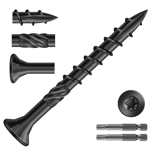 #8 x 1-5/8" Deck Screws (1540Pcs) 10lb. Carbon Steel, Black, Flat Head, Rust Resistant epoxy Coated, with T25 Star Bit