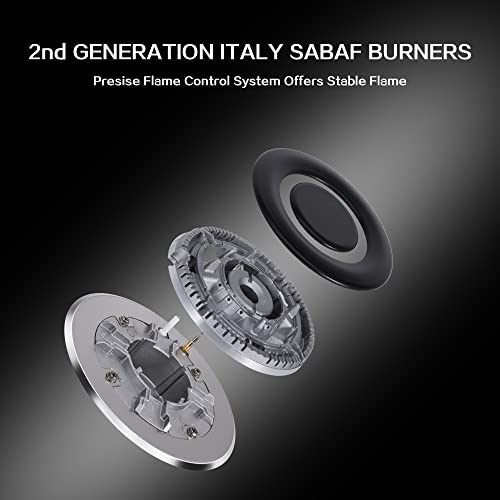 Vanston 36" Built-In Gas Cooktop,5 Italy Sabaf Sealed Burners Gas Rangetop 41,800Btu, Ng/Lpg Convertible, Penta Burner Stainless Steel Gas Stovetop With Thermocouple Protection,120V Ac. (36 Inch) #TOP3