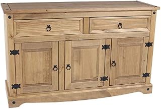 Home Source Corona Pine Sideboard 2 Drawer 3 Door Cupboard Waxed Cabinet Solid Wood
