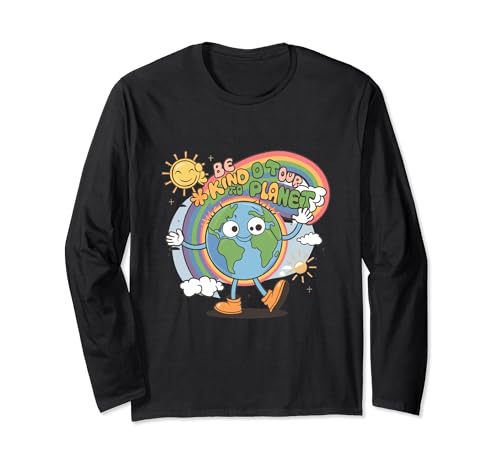 Earth Day Be Kind To Our Planet Retro Cute Earth Day Groovy Maglia a Manica