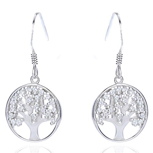 KnSam Boucles d'oreilles Arbre de Vie Zirconium Argent 925 Femme Boucle d'oreille Crochet Fantaisie Cover