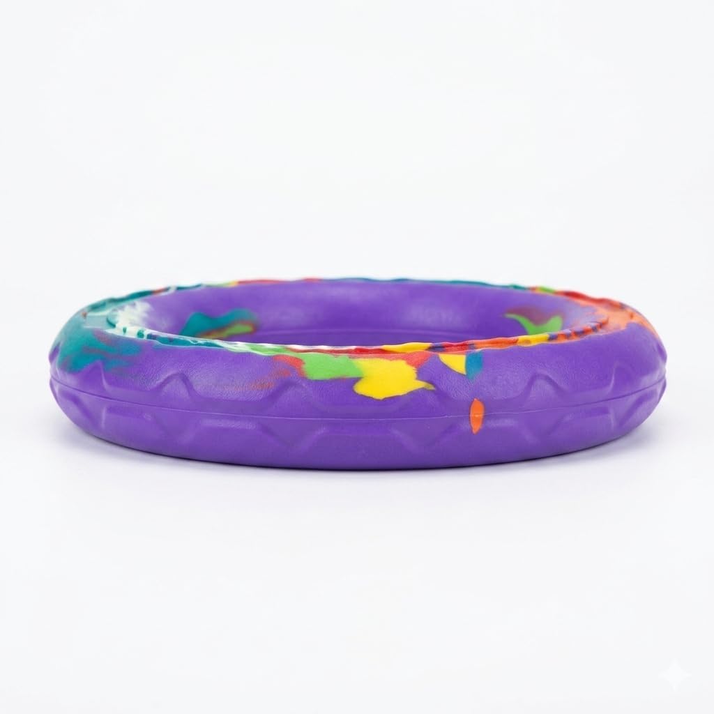 Premium EVA Foam Dog Ring Toy - Non-Toxic, Soft & Lightweight Flying Disc for Indoor & Outdoor Play, Gentle on Teeth & Gums, High-Visibility Floating Water Toy for Dog Training & Exercise (Purple)
