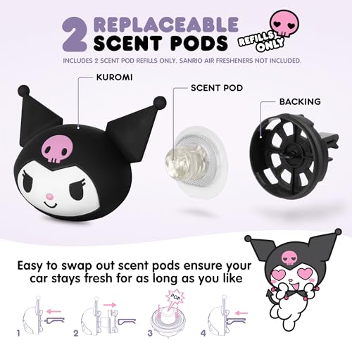 Image of Hello Kitty Car Air Freshener Refills 2-Pack - Midnight Lavender Scent - Cute and Long-Lasting Car Accessories, Odor Eliminator, Fun Scents, 30 Days Freshness (2 Refills)