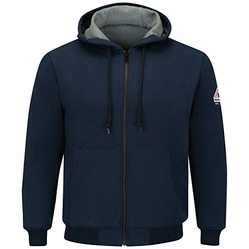 Bulwark FR Mens Flame Resistant Navy Thermal Lined Zip-Front Hooded Sweatshirt, X-Large