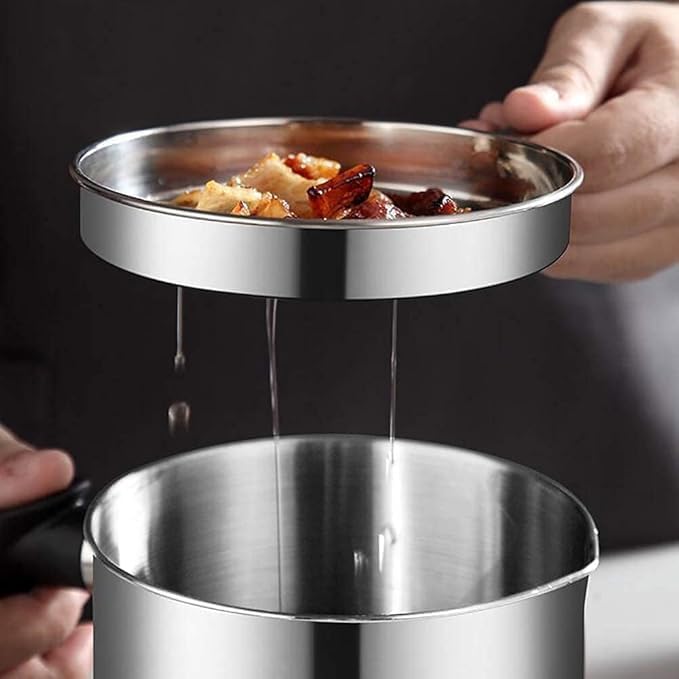 Oil Strainer Pot Stainless Steel Household with Lid Cooking Fat Separator (Best Shaver) Can Container