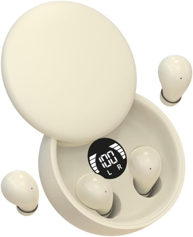 Mini Invisible Bluetooth Earbuds,Ultra-Light Comfort Fit Sleep Headphones for Side Sleepers,Mini Noise Blocking Sleep Earphones,Bluetooth 5.4 Wireless Earbuds for Sleeping, Working, (Khaki)